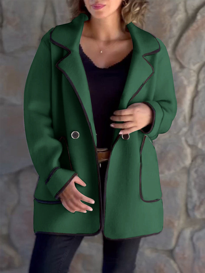 Women's elegant double-sided wool coat with suit collar