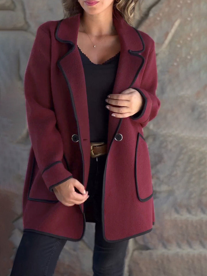 Women's elegant double-sided wool coat with suit collar