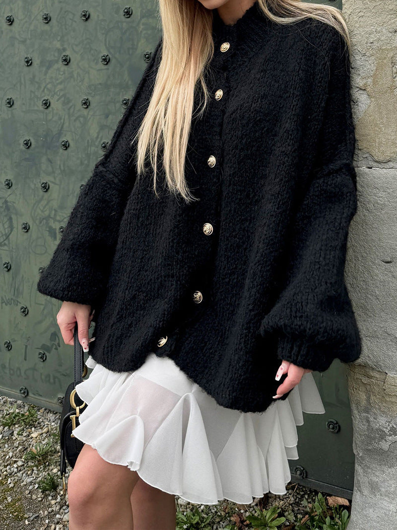 Stylish solid color casual batwing sleeve cardigan