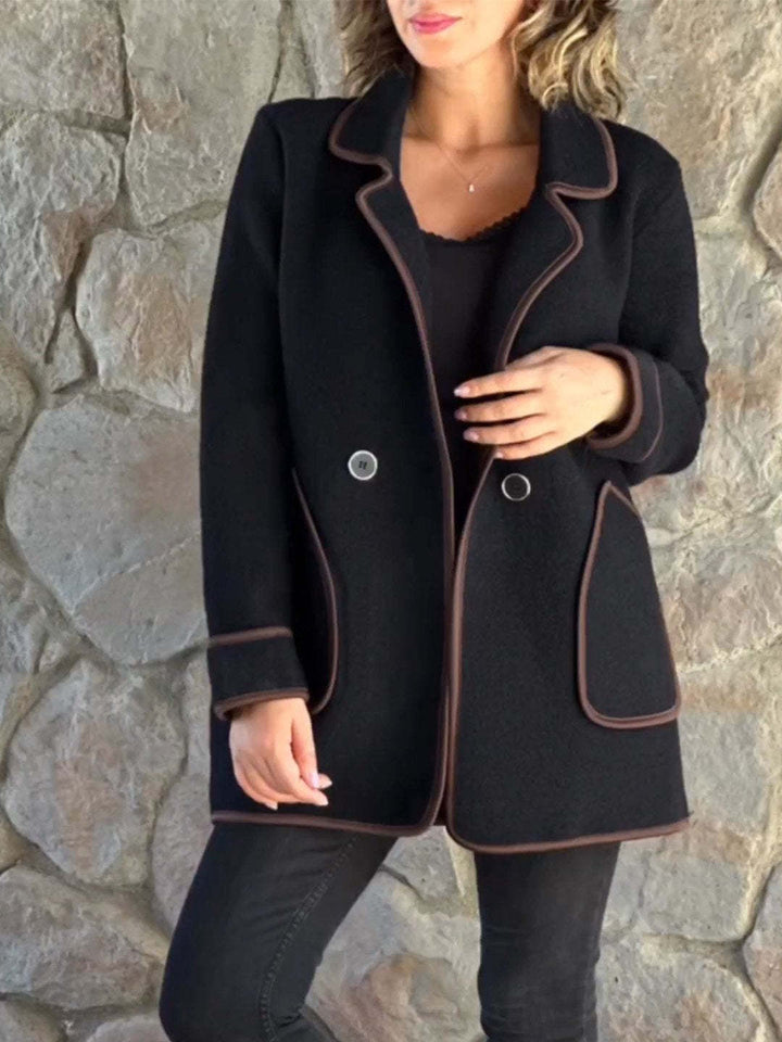 Women's elegant double-sided wool coat with suit collar