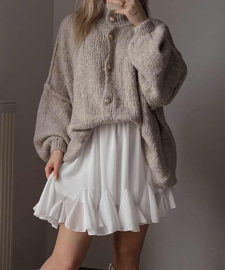 Stylish solid color casual batwing sleeve cardigan