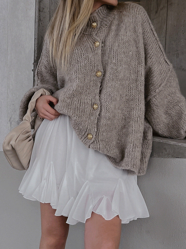 Stylish solid color casual batwing sleeve cardigan
