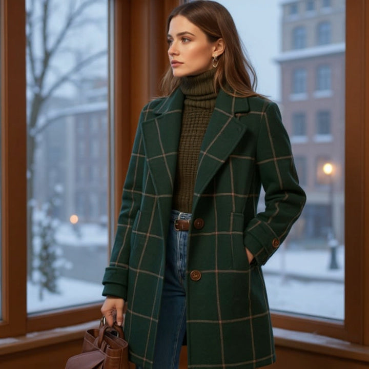 Valeria™ - Elegant Checked Wool Coat
