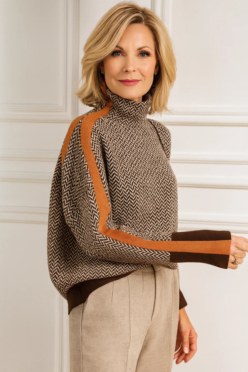 Eleanor™ - Herringbone Luxe Turtleneck