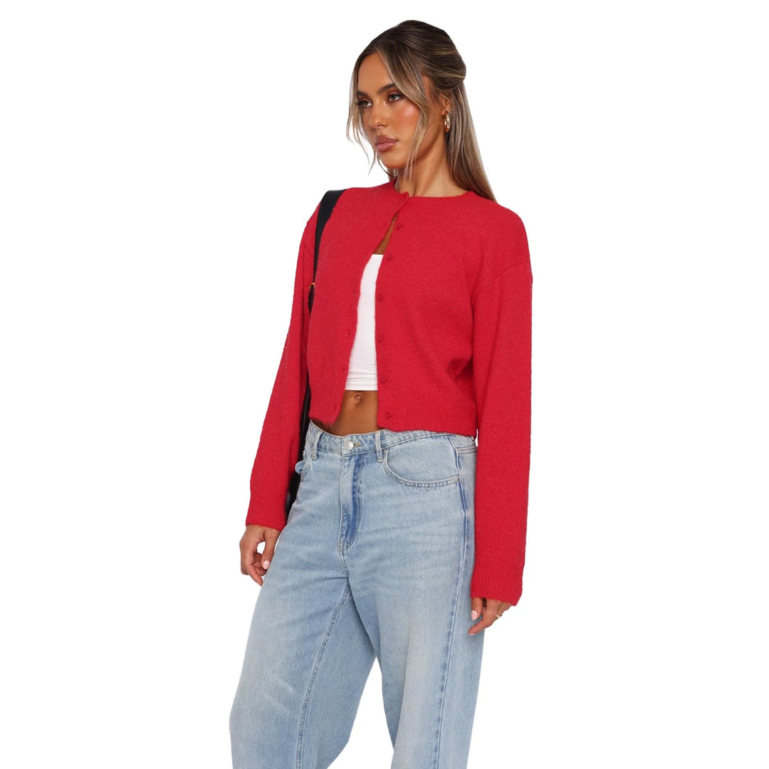 Shasa™ - Casual Cropped Long Sleeve Cardigan