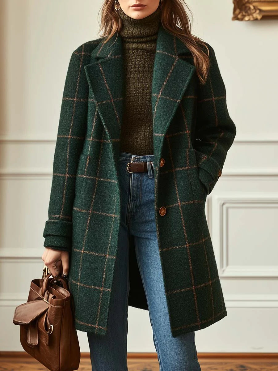 Valeria™ - Elegant Checked Wool Coat