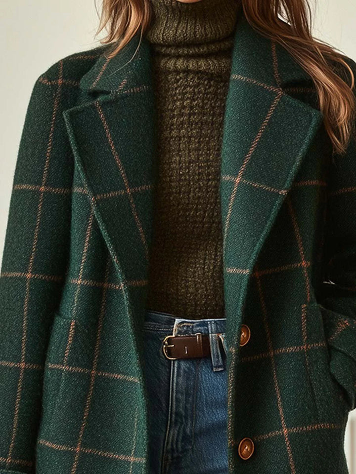 Valeria™ - Elegant Checked Wool Coat