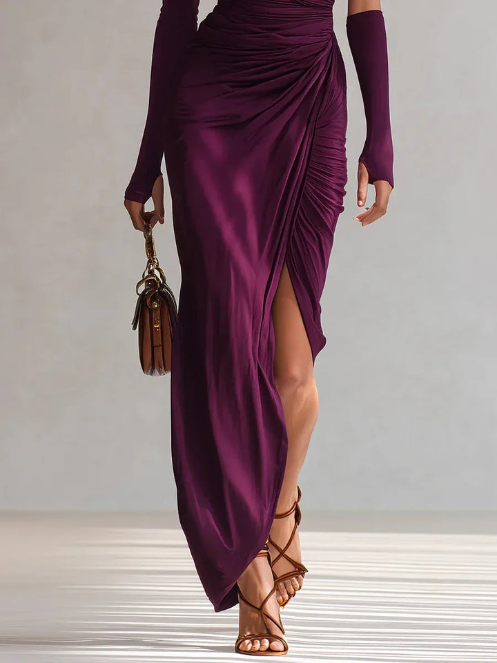 Elegant Sexy Purple One-Shoulder Maxi Dress